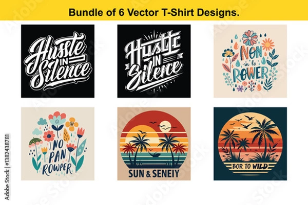 Fototapeta bundle of 6 vector t-shirt designs