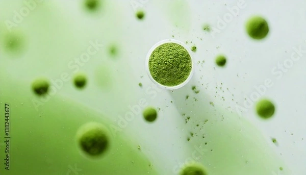 Obraz Matcha  GreenTea Gradient Background, Blurred Texture, White, Header, Backdrop, Poster Banner