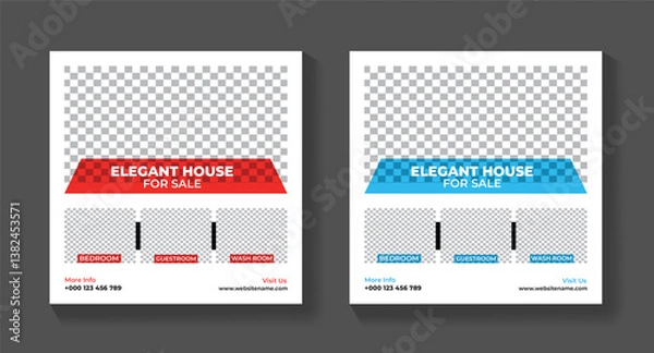 Obraz Minimalist House  For Sale Social Media Post Template  | CMYK| Print Ready | Facebook Post | Twitter Post | LinkedIn Post | Square Post