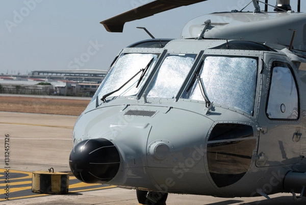 Obraz Helicopter rotor blades on technology background