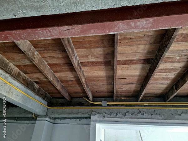 Obraz Wooden roof structure of an old house