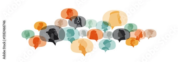 Obraz Different people in chat bubbles. Communication concept.