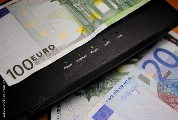 Fototapeta money and router