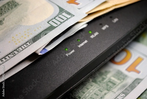 Fototapeta money and router