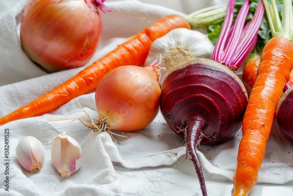 Fototapeta onion and garlic