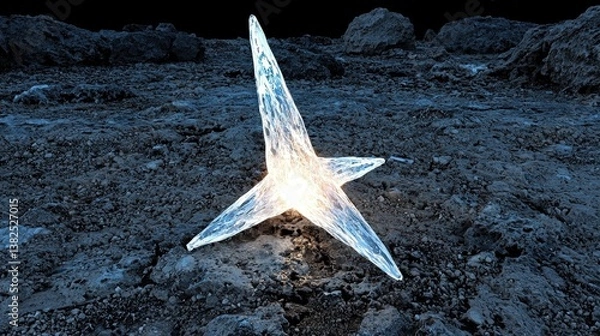 Fototapeta Light-touched relic made from a broken star, its glow dancing through ancient shadows