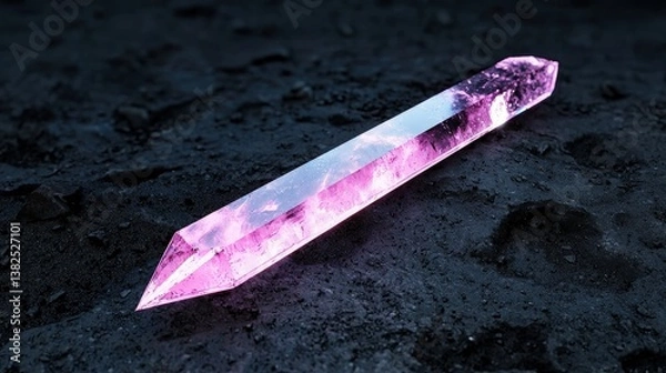 Fototapeta Voidlight crystal blade forged in eternal eclipse, every shadow pierced by radiant spectrum flow