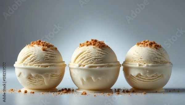 Obraz Lotus biscuit vanilla gelato ice cream presented from various angles and textures.