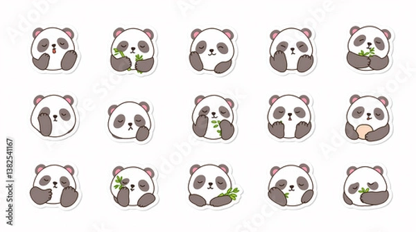 Obraz Playful Cartoon Panda Faces Pattern Design