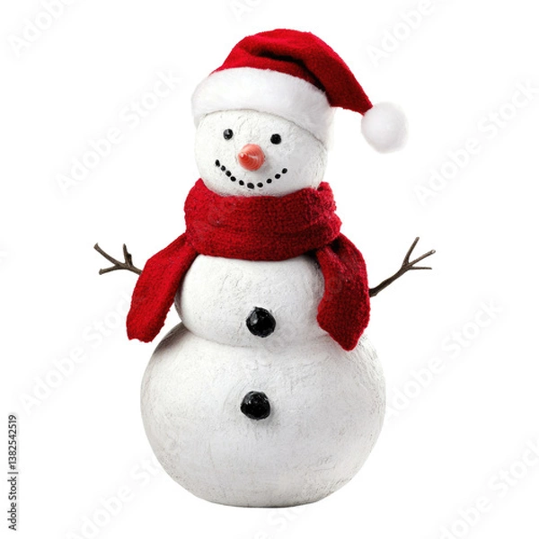 Obraz Red Scarf Snowman on transparent background