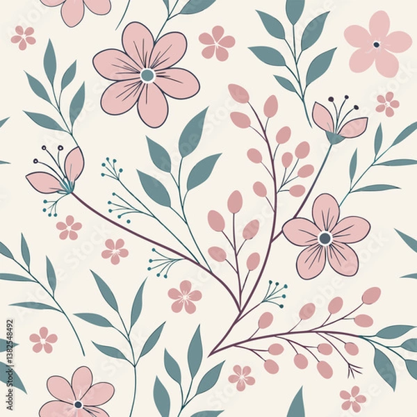 Fototapeta Seamless perfect pattern with small flower motifs in various shades