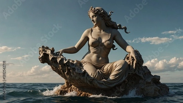Fototapeta A statue of Amphitrite, seated atop waves, controlling the rhythms of the tides
