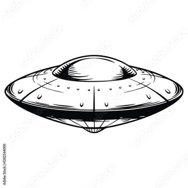 Fototapeta Classic Black and White Illustration of a UFO