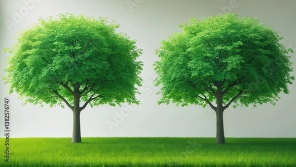 Fototapeta Green Trees detached on background