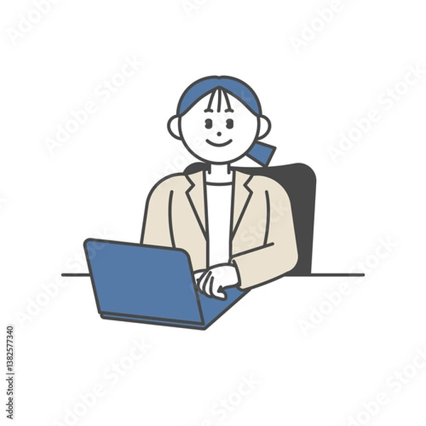 Obraz ノートパソコンを開いて仕事をする女性