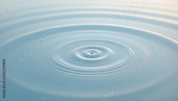 Fototapeta Circles on the surface of water against a pale blue backdrop.
