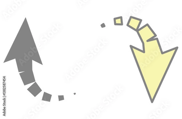 Obraz 四角ドットのカーブ矢印