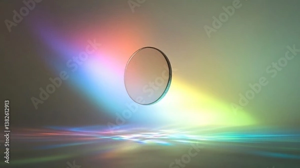 Obraz Colorful light reflection through circular lens on soft gradient background
