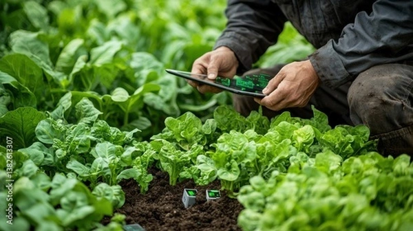Fototapeta Embedding iot sensors in soil transforming precision agriculture technology