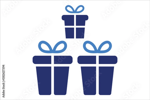 Fototapeta Flat vector gift box icons in a modern, minimalist style. Perfect for holiday, celebration, and e-commerce designs. Fully scalable and editable for branding, web, and print projects.