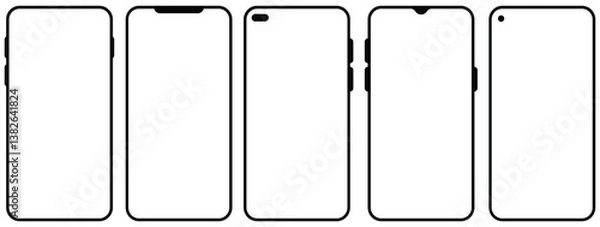 Fototapeta Realistic models smartphone with transparent screens in Space Black. Smartphone mockup collection.