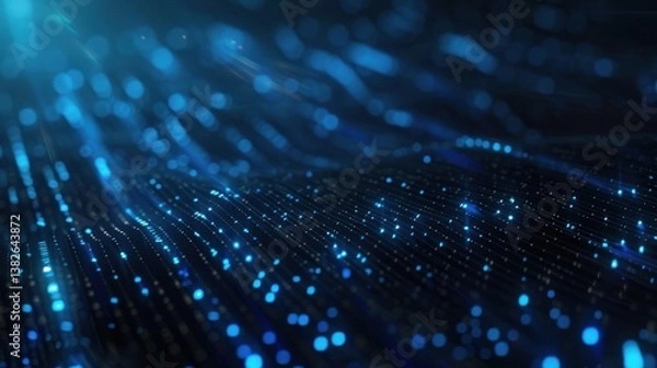 Obraz Abstract Blue Glowing Lines and Particles Background