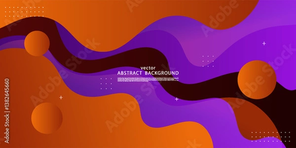 Fototapeta Abstract orange and purple background with simple shapes. Popular and modern with 3d shadow concept. Vector eps10