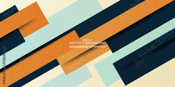 Obraz Abstract blue and orange square concept with 3D background. Geometric pattern of overlapping shapes. Vector Eps10