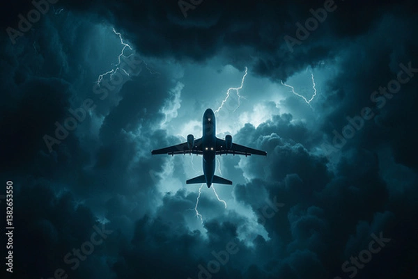 Fototapeta plane in the sky. Generative AI