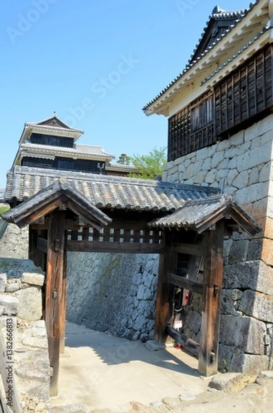 Fototapeta 松山城 戸無門・筒井門西続櫓・太鼓櫓