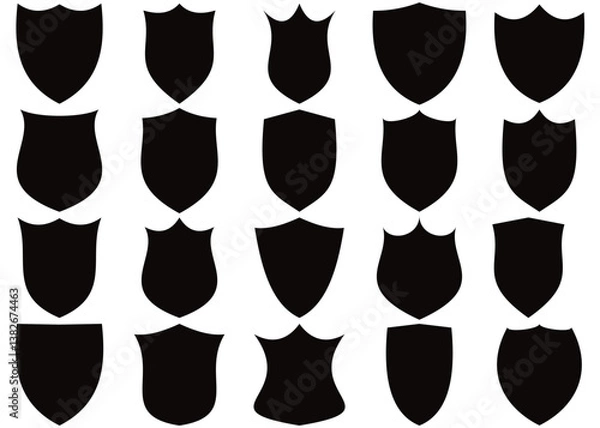 Fototapeta Set of Shield icons. Basic shield vector illustration. 