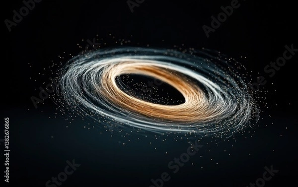 Fototapeta Abstract Cosmic Swirl of Gold and White Particles