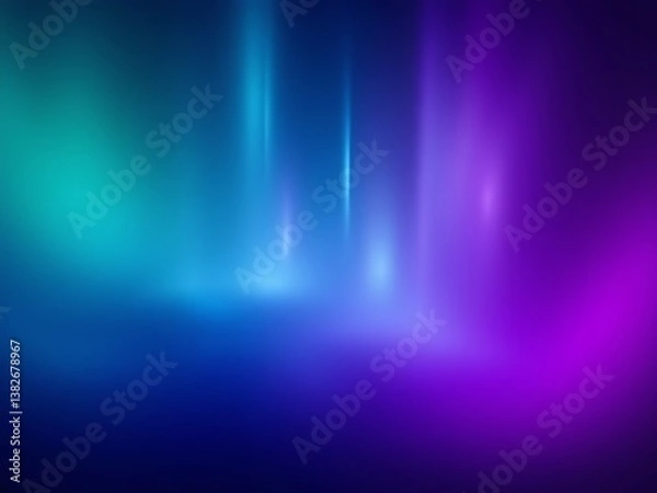 Fototapeta A gradient background transitioning through mystical aurora borealis blend of deep blue, neon green, and vibrant purple with a smooth and visually appealing blend.