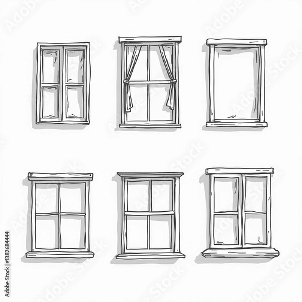 Fototapeta set of windows vector on white isolated background 