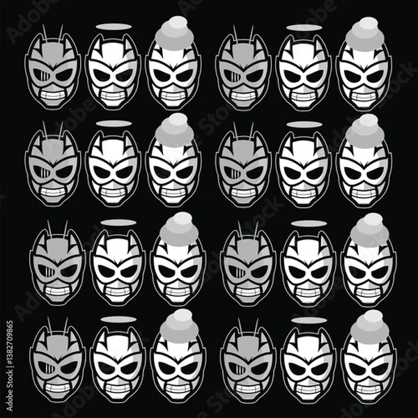 Obraz set of masks with character unique and rare, can used for  marketing concept