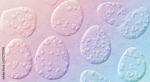 Fototapeta Happy Easter with Delicate Pastel Eggs in Soft Gradient Background

