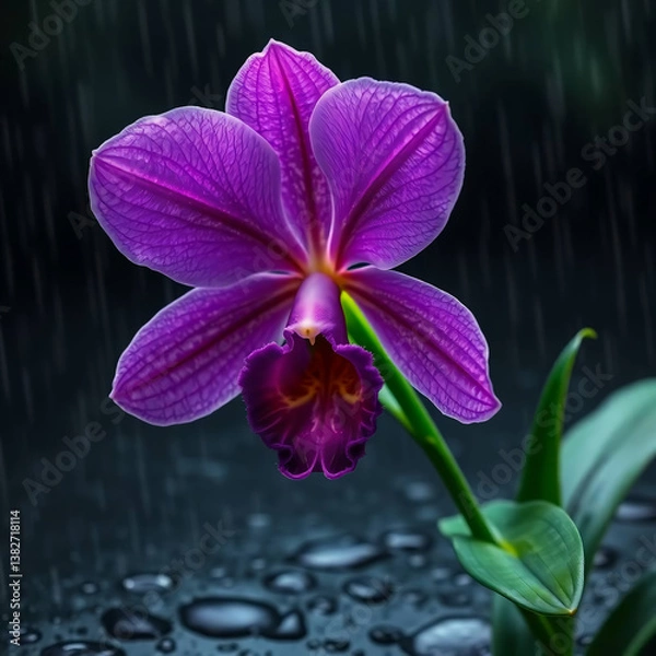 Fototapeta purple orchid on black background