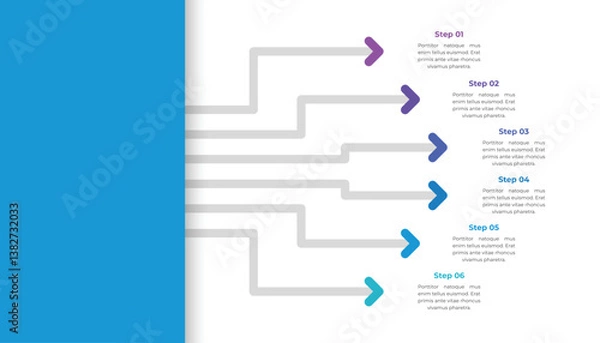 Fototapeta Modern Arrow Infographic Template Design with 6 Steps