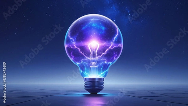 Obraz light bulb on blue background