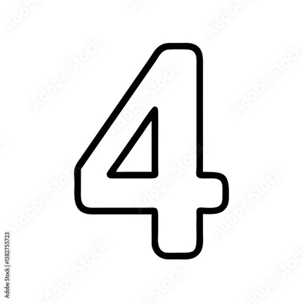 Obraz Number 4 icon in minimalist line art style