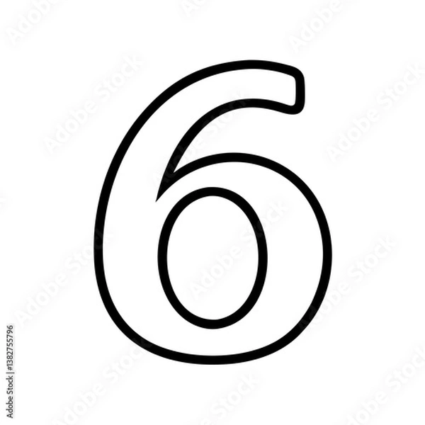 Obraz Number 6 icon in minimalist line art style