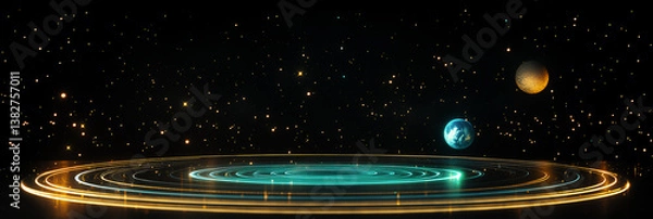 Obraz Futuristic Sci-Fi Energy Platform with Floating Particles
