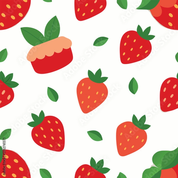 Fototapeta seamless pattern with strawberries