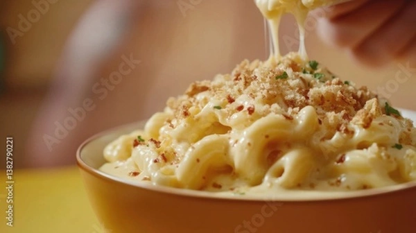 Fototapeta Creamy mac and cheese in a bowl.