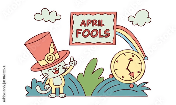 Fototapeta Vector illustration of food labels and icons with a playful and colorful cartoon style, featuring animals and fun designs for a child's birthday celebration