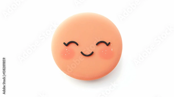 Fototapeta Smiling Round Face Icon with Layered Cutout Design and Bright Eyes