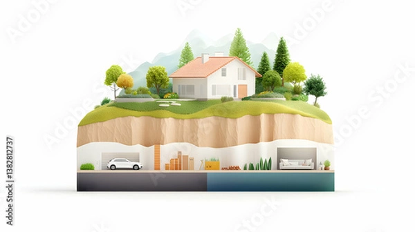Fototapeta Detailed Cross Section Diagram Illustrating Home Budgeting Concepts