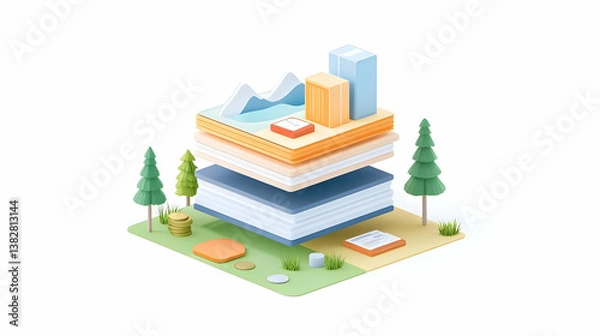 Fototapeta Conceptual Cross Section Diagram of Budgeting and Accounting Processes