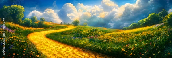 Obraz Enchanted Pathway: A Journey of Wonder on the Yellow Brick Road