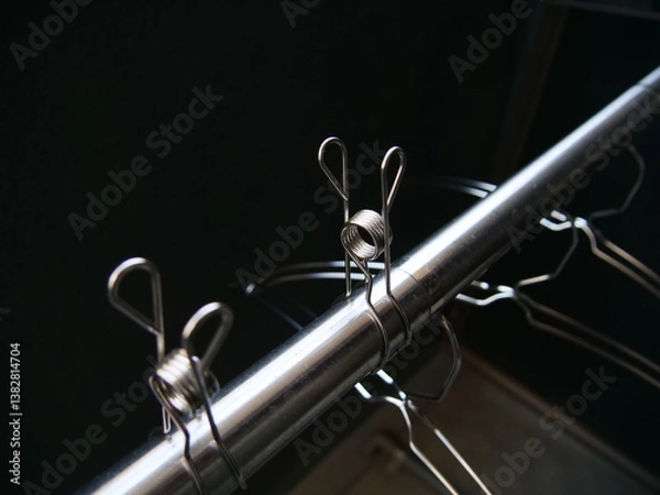 Fototapeta  洗濯物を干すステンレス洗濯バサミ 